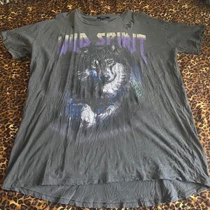 Forever 21 Charcoal Distressed“Wild Spirit” T-Shirt Dress